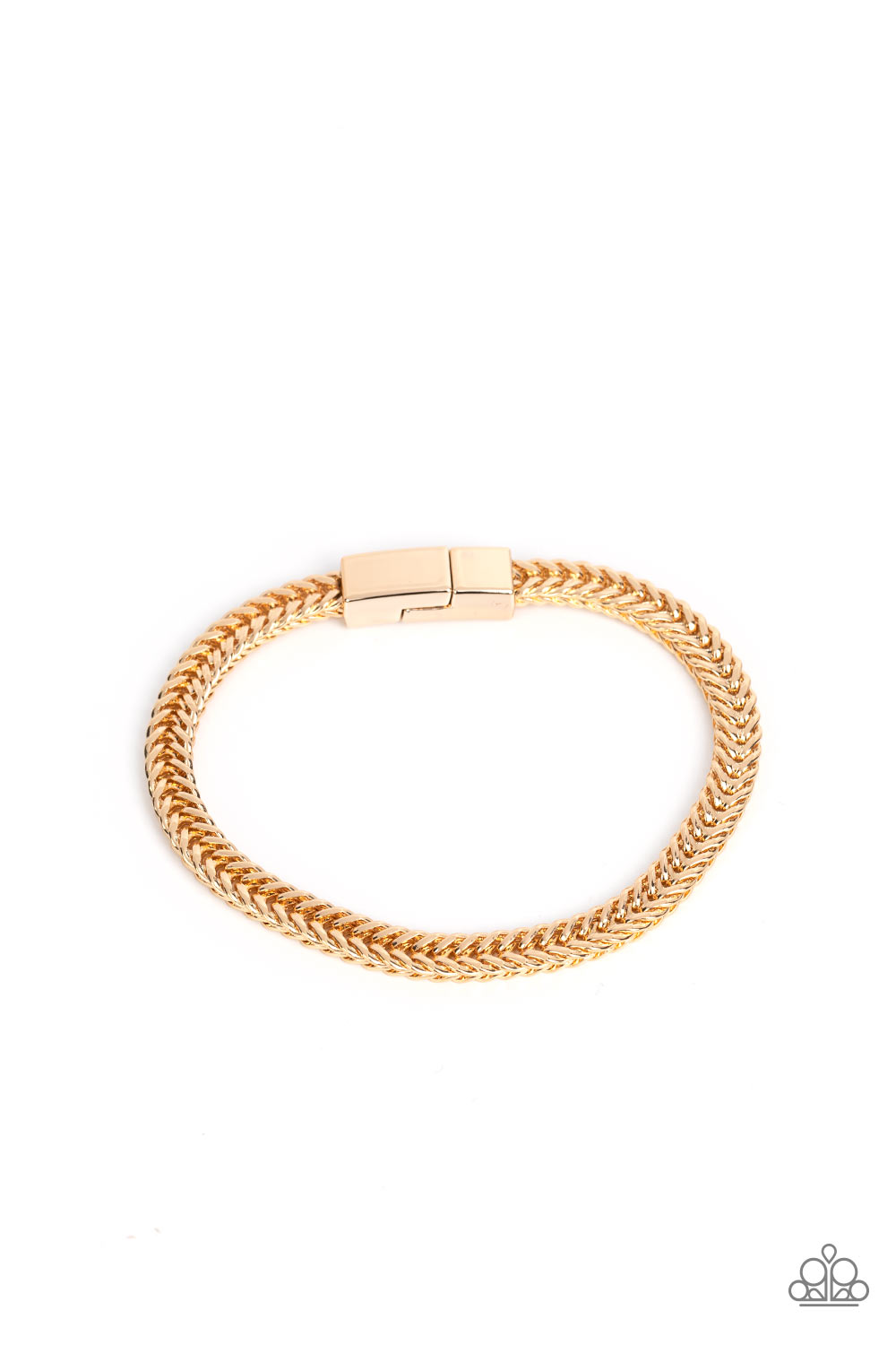 City Crusader - Gold Bold Chain Magnetic Closure Bracelet Paparazzi B1206