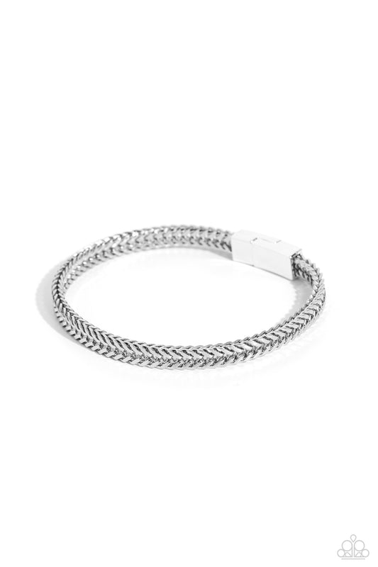 City Crusader - Silver Urban Chain Magnetic Closure Bracelet Paparazzi B1553