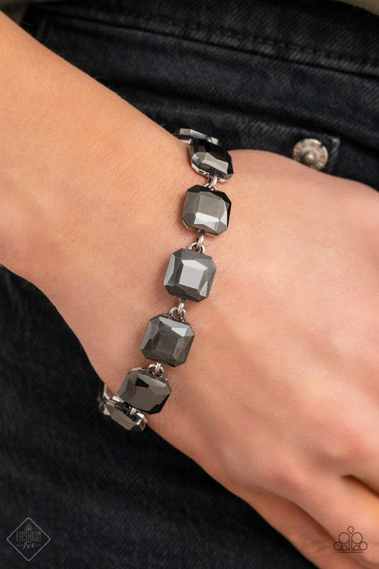 Mind-Blowing Bling - Silver Hematite Bracelet April 2022 Fashion Fix Paparazzi B0455