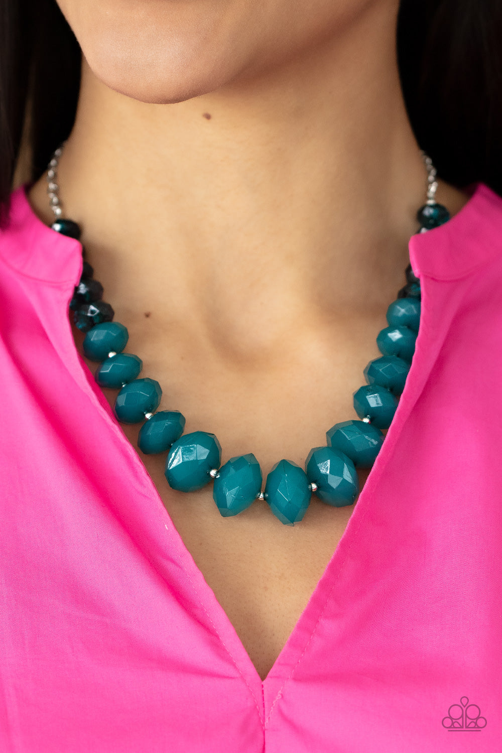 Happy-GLOW-Lucky - Blue Harbor Blue Crystal-Like Bead Necklace Paparazzi N0218