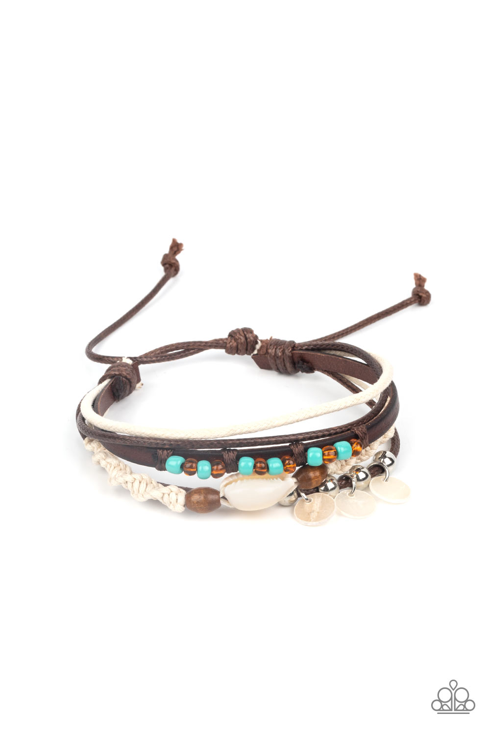 Tidal Dream - Blue Seed, White Shell & Wooden Bead Urban Style Bracelet Paparazzi B1362