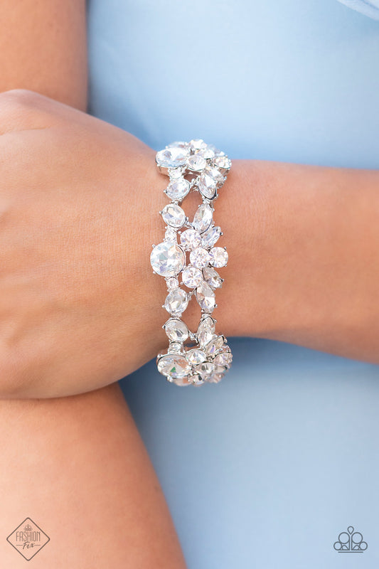 Beloved Bling - White Rhinestone Bracelet Fashion Fix May 2022 Paparazzi B0533