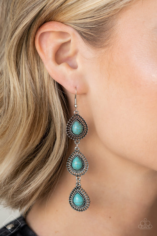 Desertscape Dweller - Blue Cracked Stone Earring April 2022 Fashion Fix Paparazzi E0627