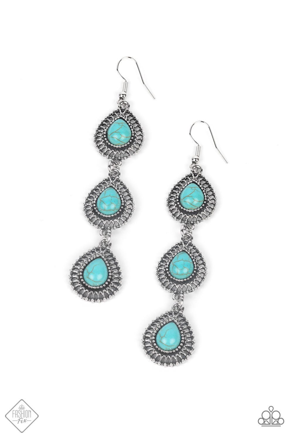 Desertscape Dweller - Blue Cracked Stone Earring April 2022 Fashion Fix Paparazzi E0627