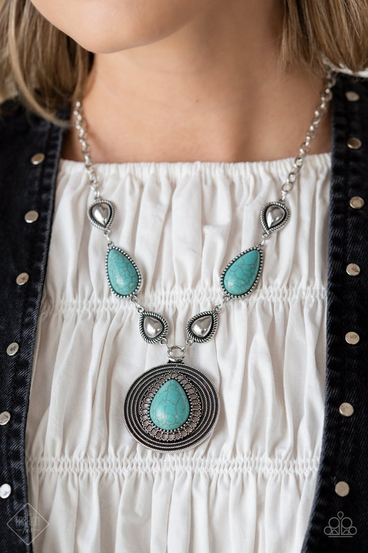 Saguaro Soul Trek - Blue Cracked Stone Necklace Fashion Fix April 2022 Paparazzi N0821