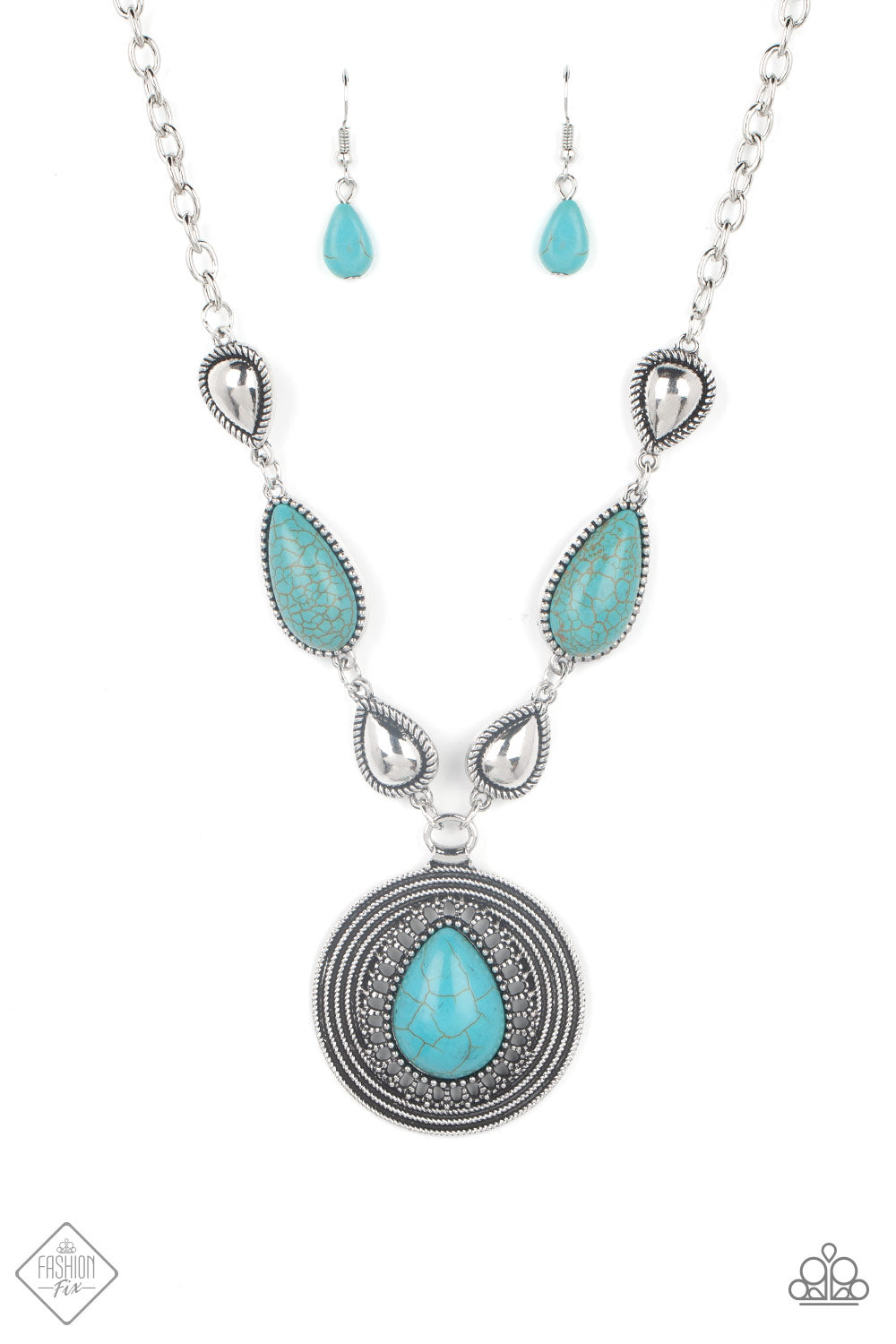 Saguaro Soul Trek - Blue Cracked Stone Necklace Fashion Fix April 2022 Paparazzi N0821