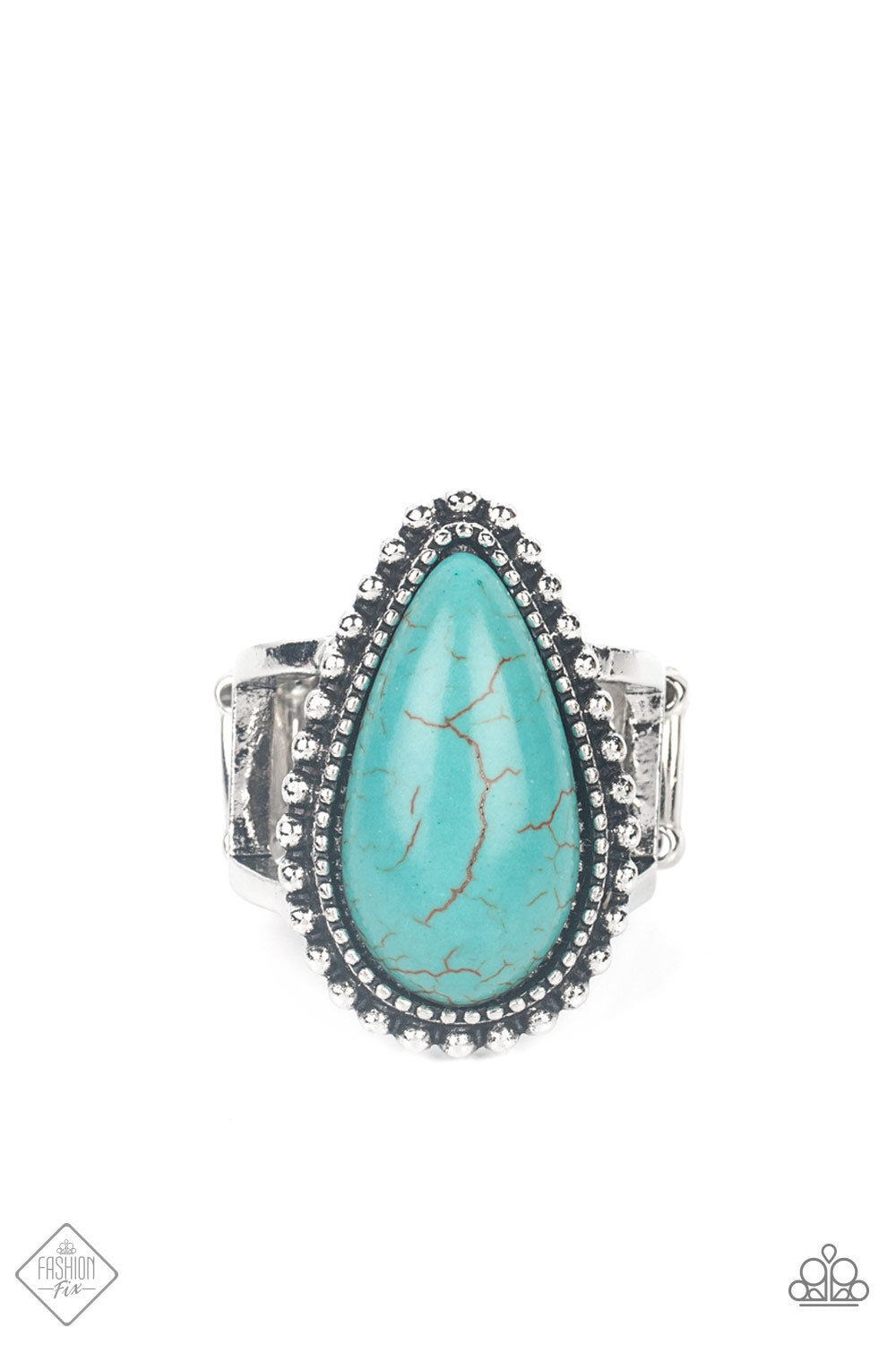 Urban Elements - Blue Cracked Stone Ring April 2022 Fashion Fix Paparazzi R0267