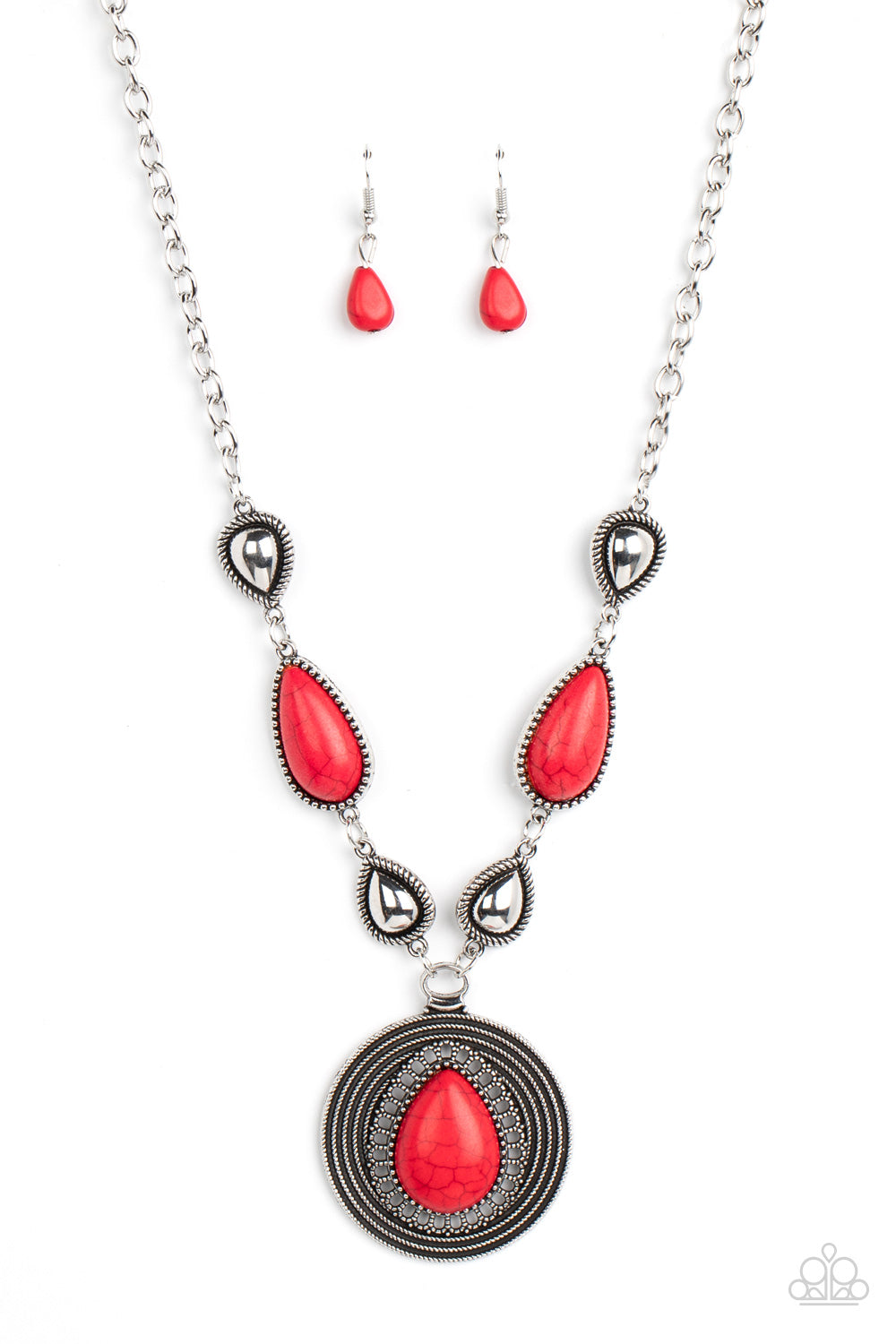 Saguaro Soul Trek - Red Cracked Stone Santa Fe Style Necklace Paparazzi N0984