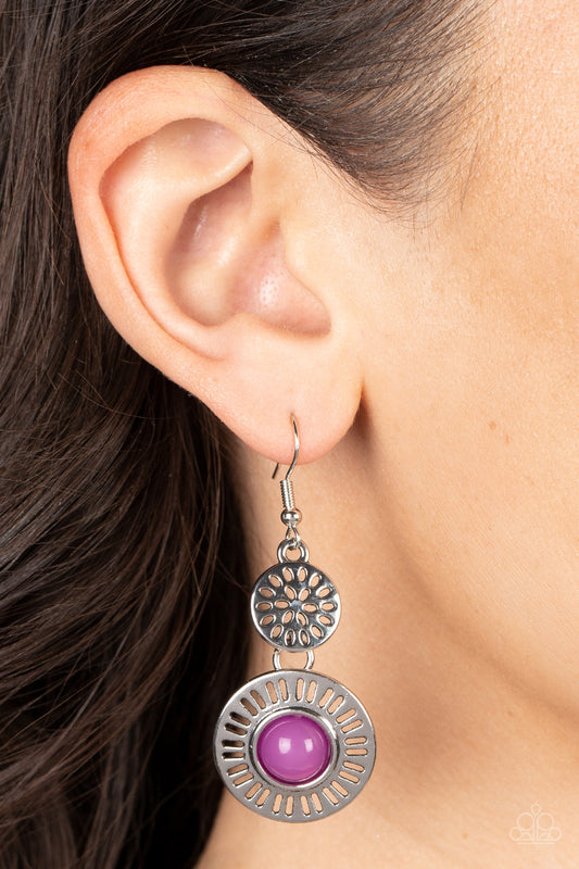 Ocean Orchard - Purple Dahlia Bead Earring Paparazzi E1037