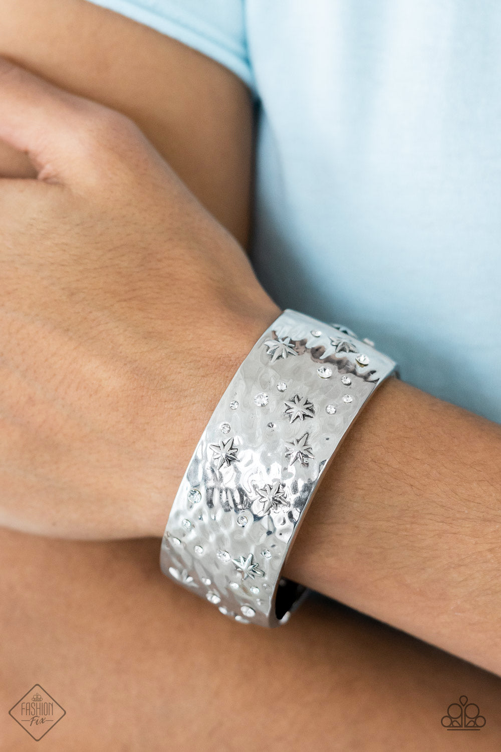 Across the Constellations - White Hinge Bracelet April 2022 Fashion Fix Paparazzi B0456