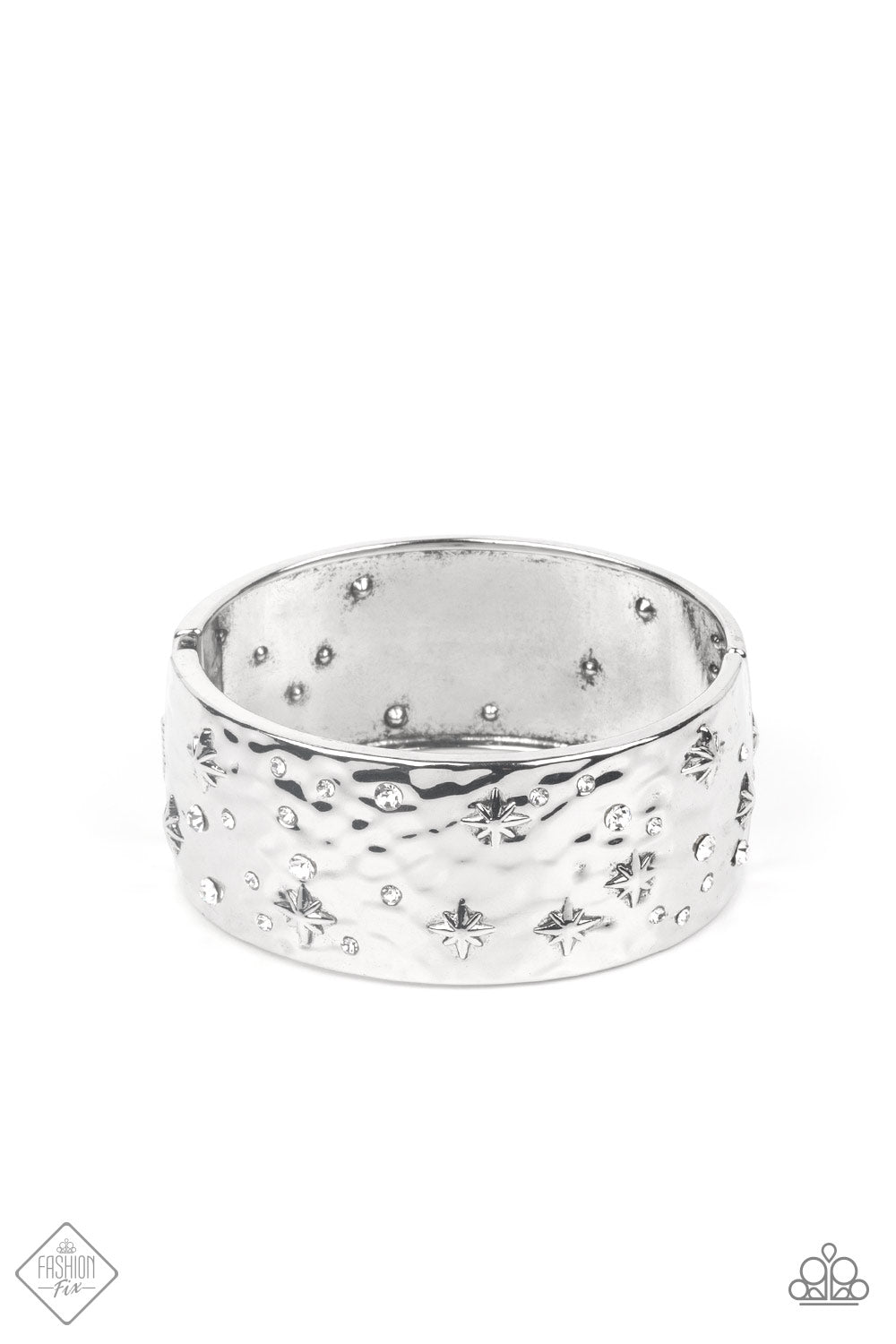 Across the Constellations - White Hinge Bracelet April 2022 Fashion Fix Paparazzi B0456