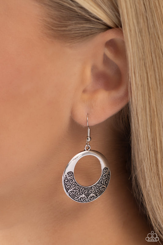 Secret Vineyards - Silver Vine Filigree Earring Paparazzi E1744