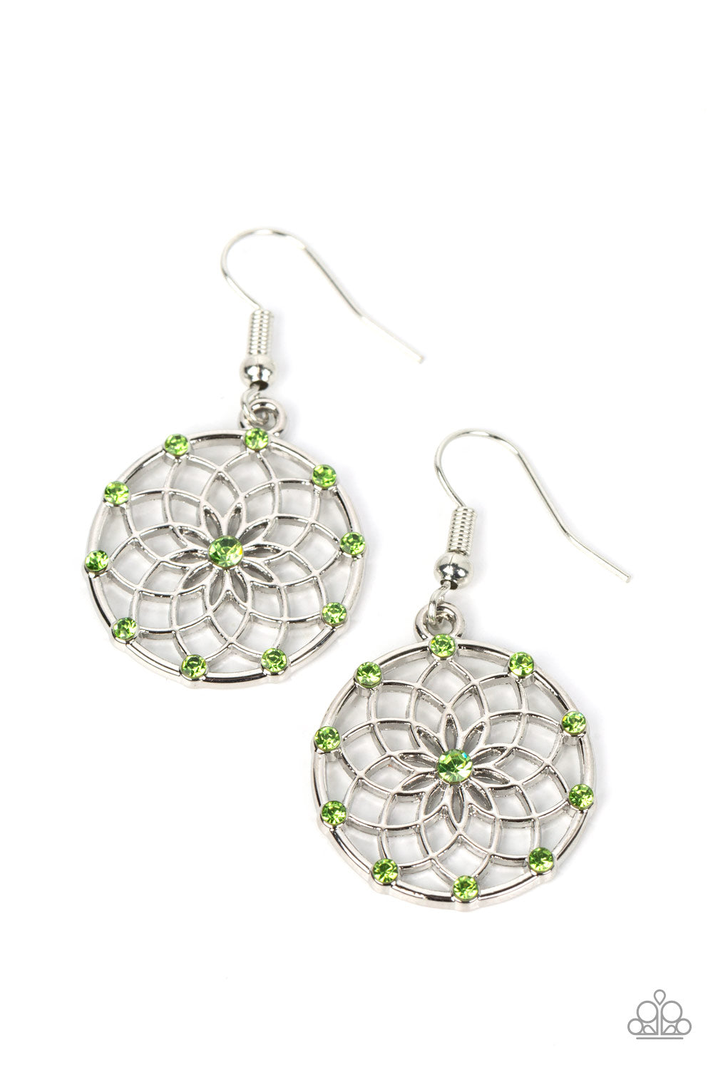 Springtime Salutations - Green Rhinestone Earring Paparazzi E0745