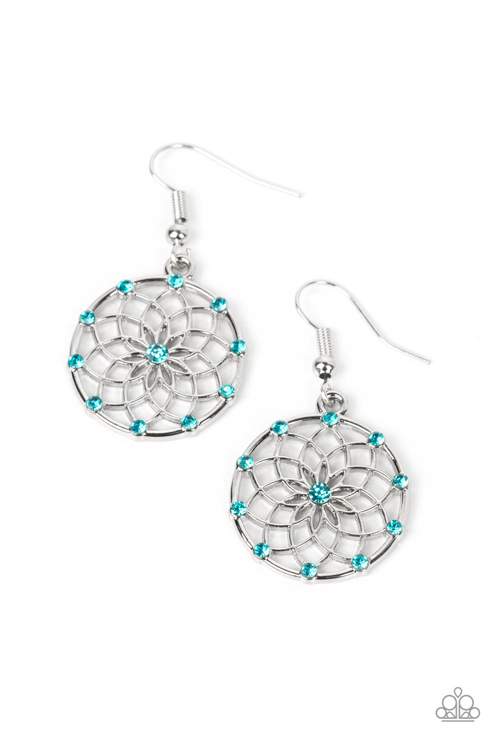 Springtime Salutations - Blue Rhinestone Floral Earring Paparazzi E0828