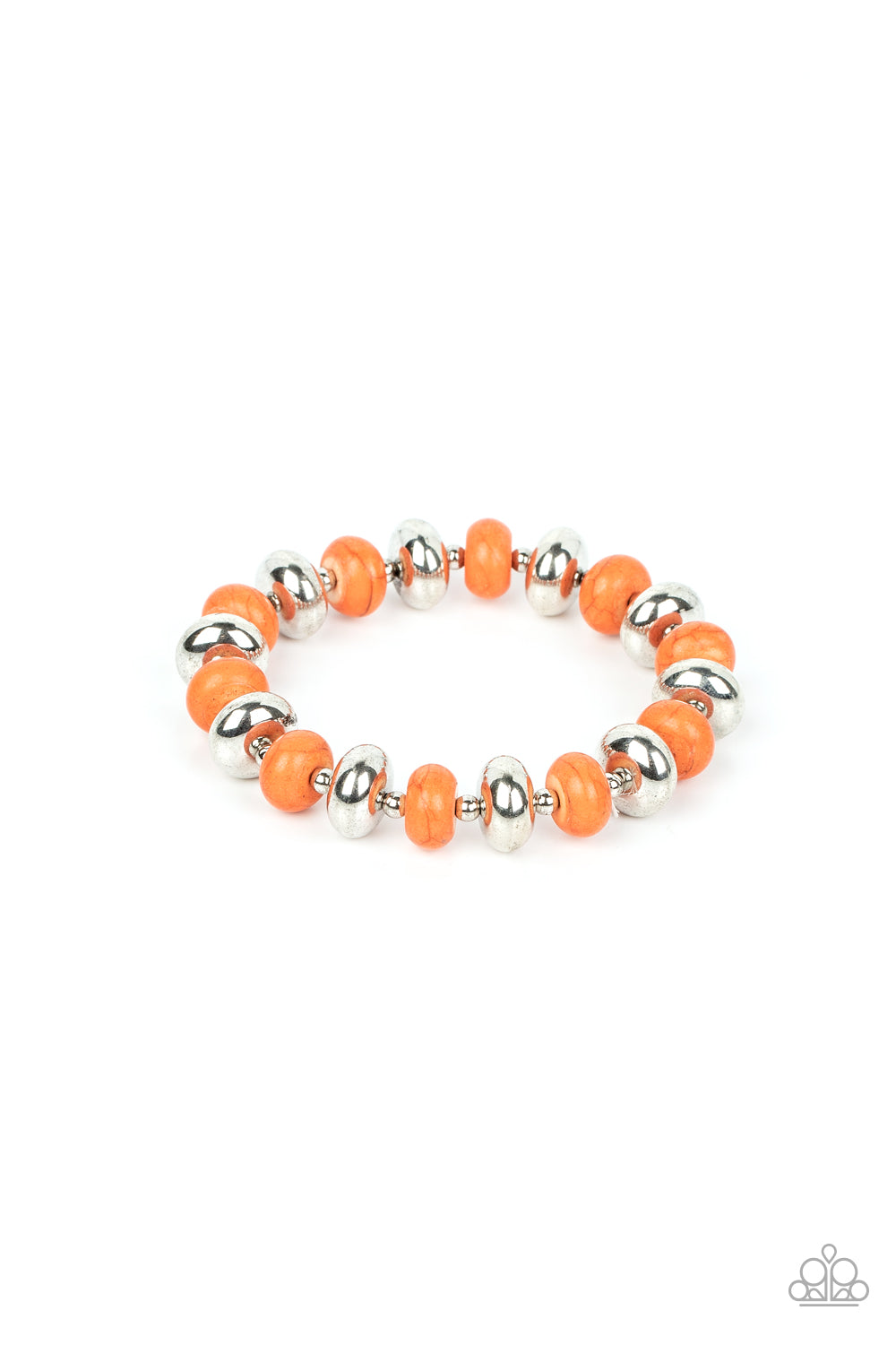 Stone Age Aesthetic - Orange Stone Bead Stretch Bracelet Paparazzi B1230