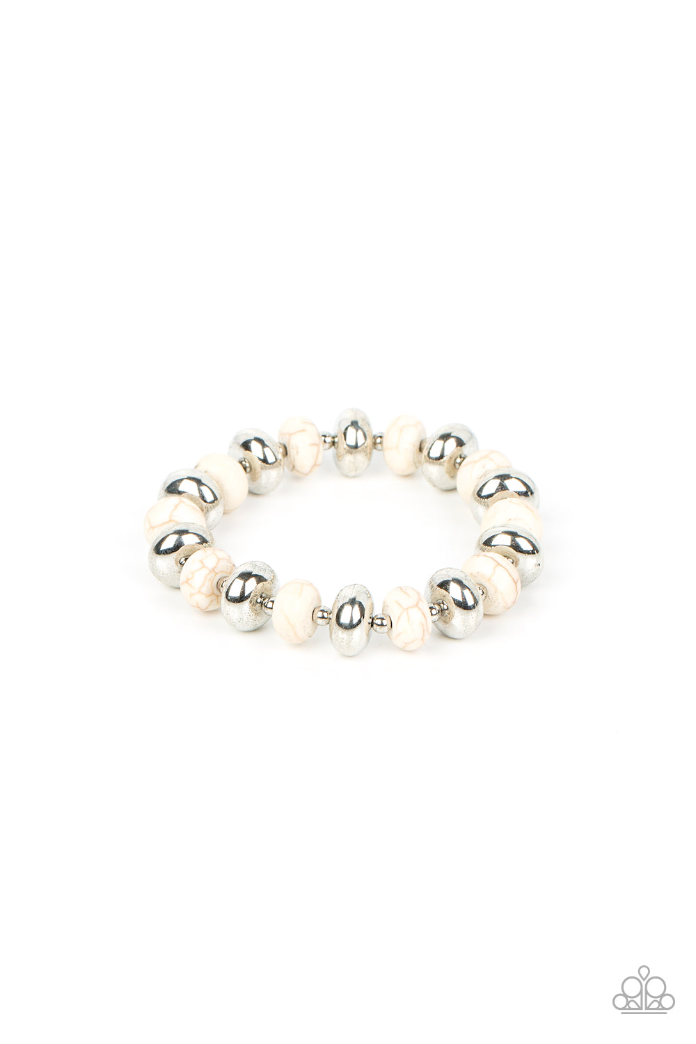 Stone Age Aesthetic - White Stone Santa Fe Style Stretch Bracelet Paparazzi B1423