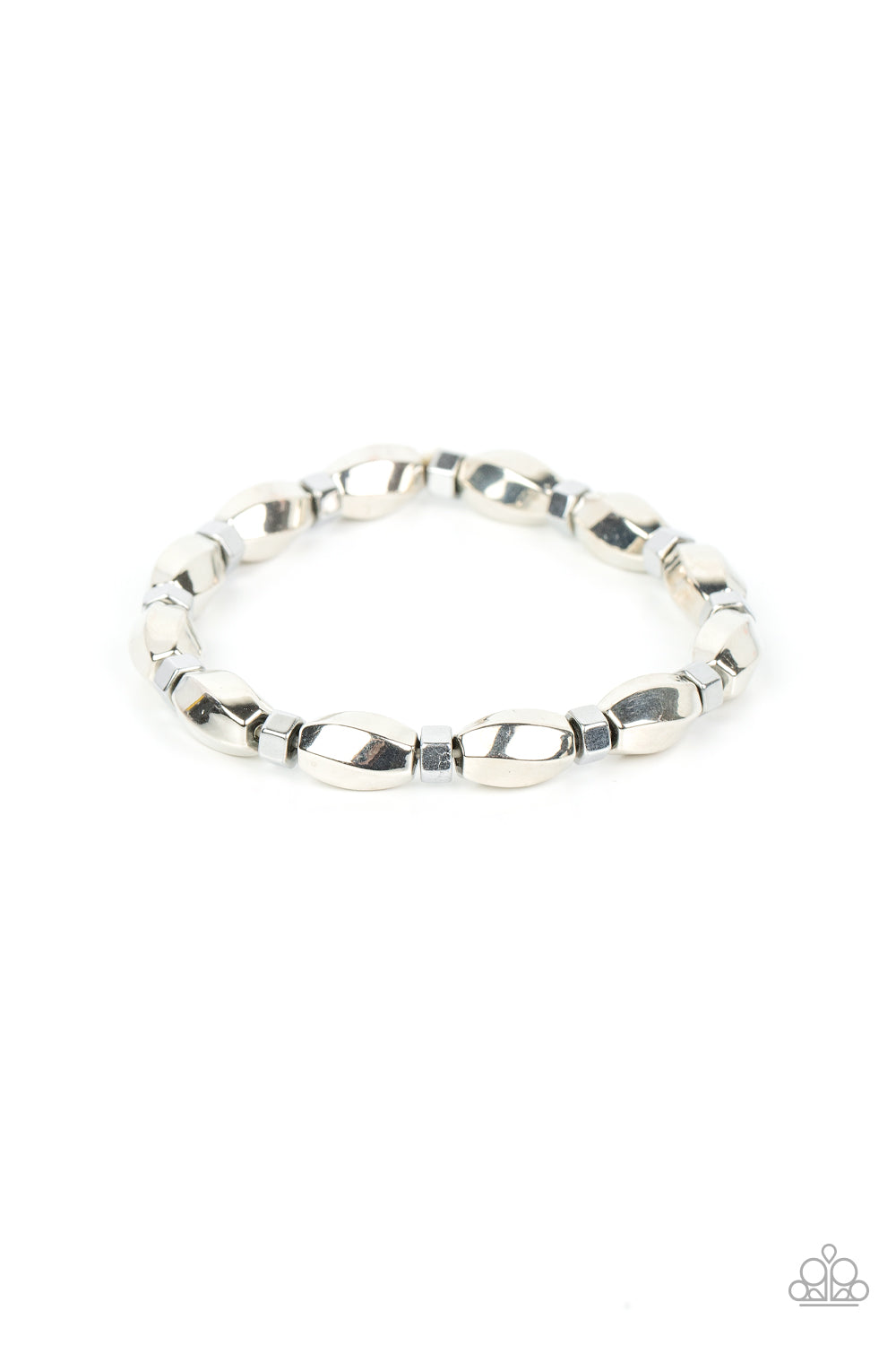 Magnetic Mantra - Silver Bead Urban Stretch Bracelet Paparazzi B0810