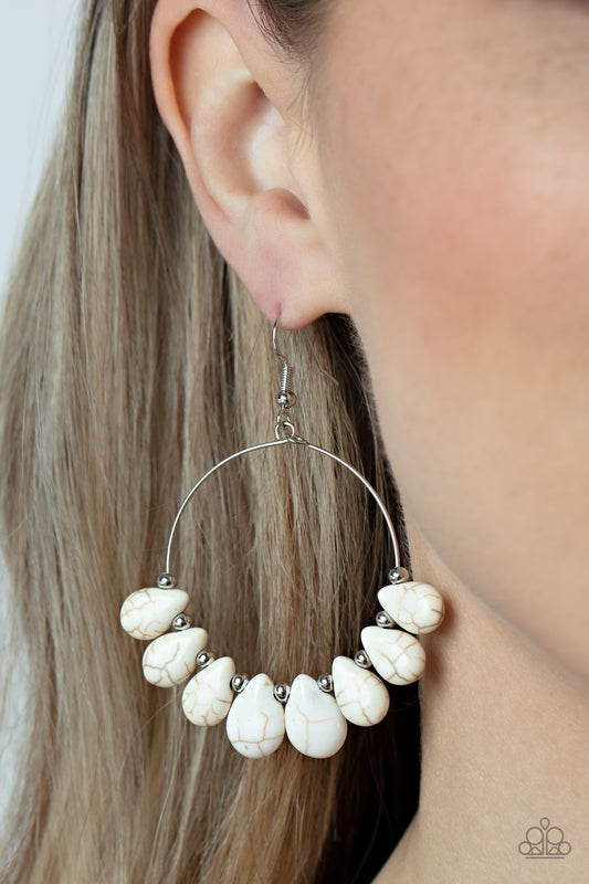 Canyon Quarry - White Stone Santa Fe Style Earring Paparazzi E1092