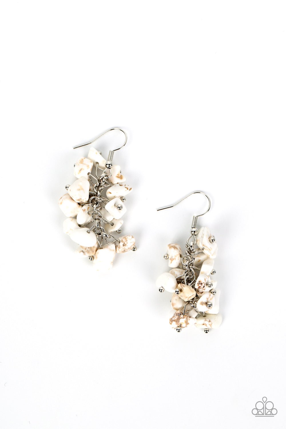 Pebble Palette - White Stone Pebble Santa Fe Style Earring Paparazzi E1494