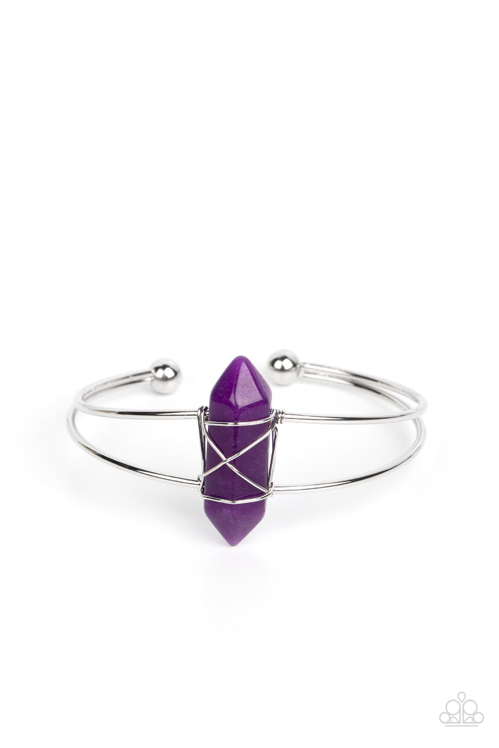 Terra Transcendence - Purple Amethyst Stone Cuff Bracelet Paparazzi B1088