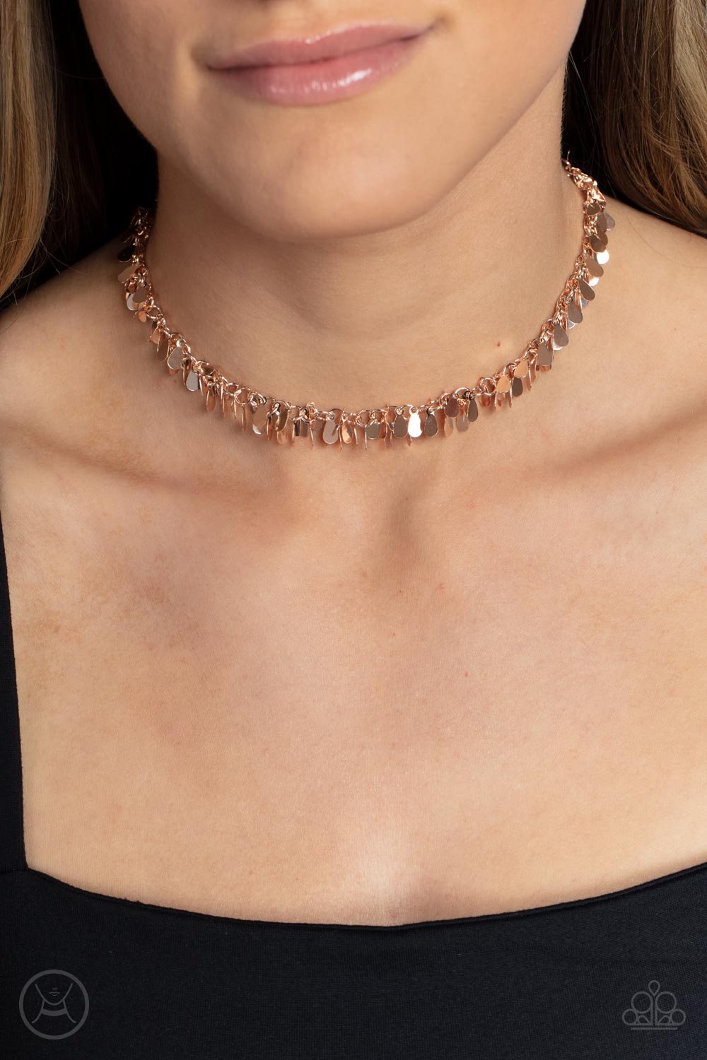 Surreal Shimmer - Rose Gold Teardrop Choker Necklace Paparazzi N1307