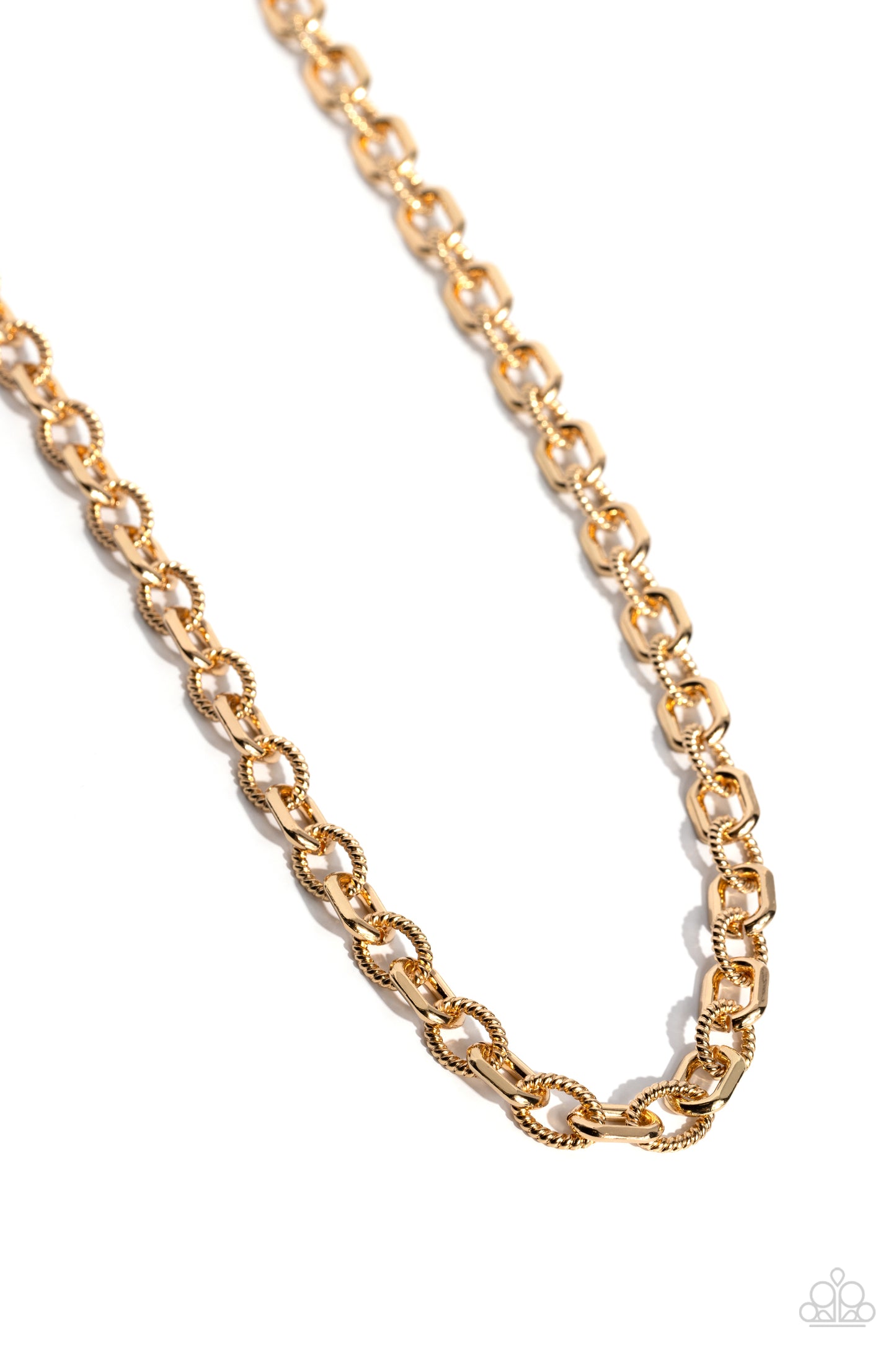 Modern Motorhead - Gold Textured & Angular Oval Urban Chain Necklace Paparazzi N2119