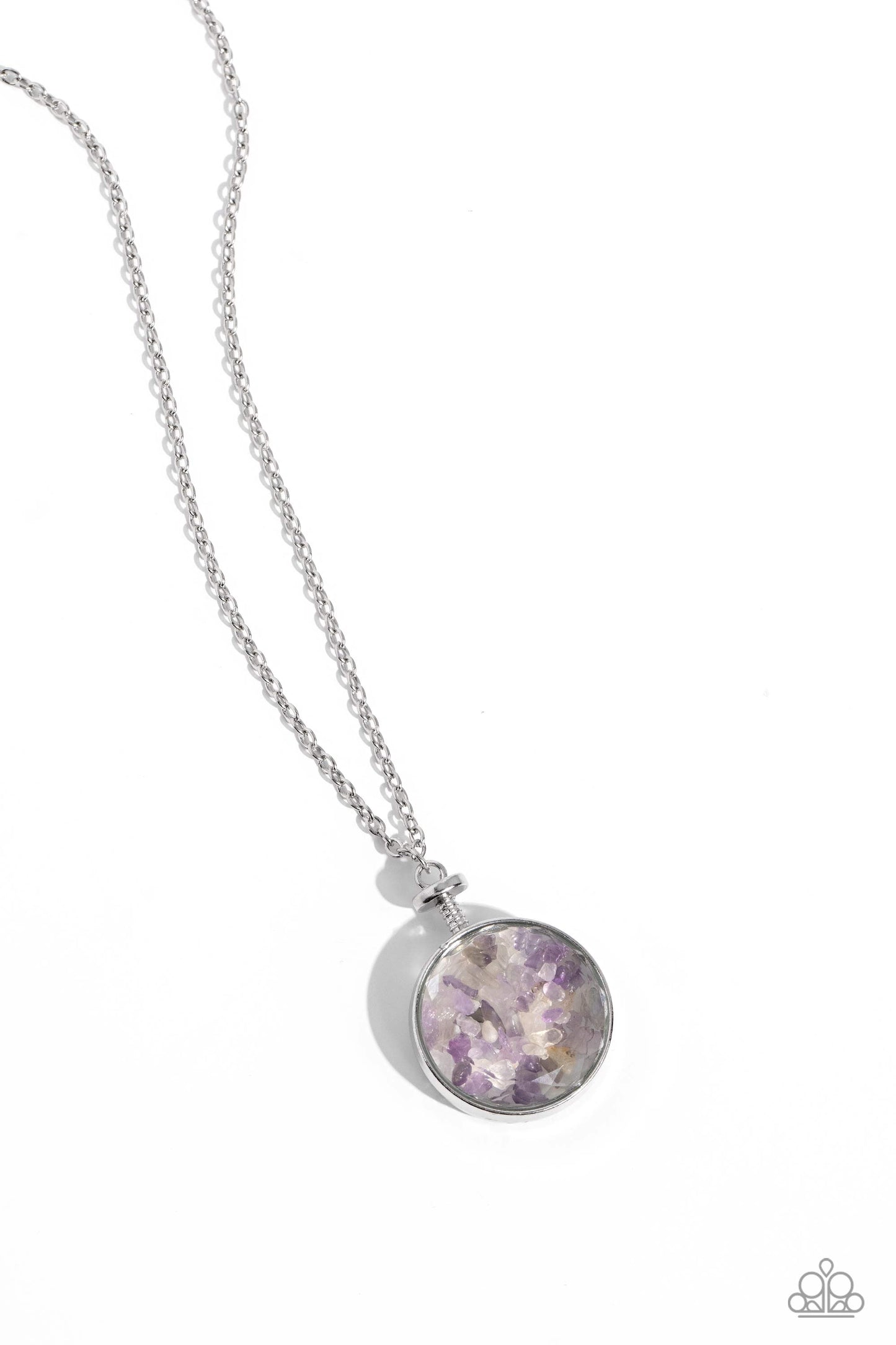 Geo Mine - Purple Amethyst Stone In Glassy Frame Pendant Necklace Paparazzi N1898