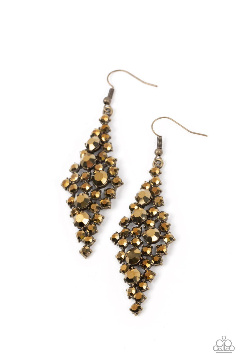 Celestial Comet - Brass& Aurum Rhinestone Shimmer Earring Paparazzi E1622