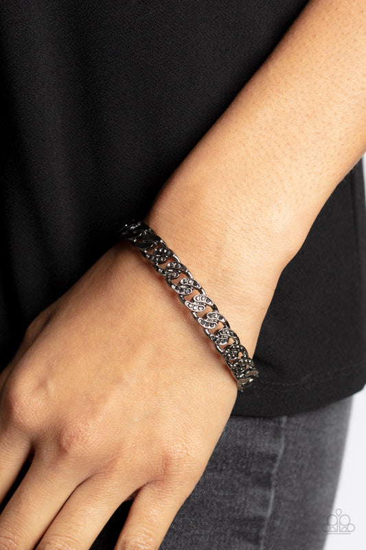 Some Serious Shimmer - Black Gunmetal Hematite Rhinestone Bracelet Paparazzi B0708