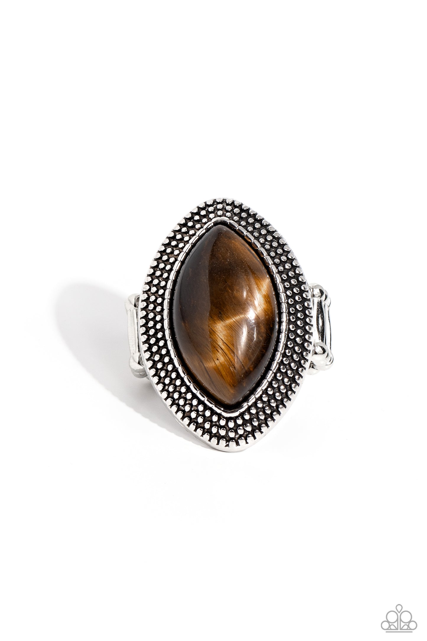 Artisanal Apothecary - Brown Tiger's Eye Stone Antiqued Silver Ring Paparazzi R0196