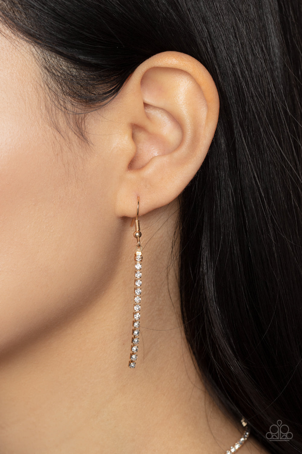 Infinitely Icy - Gold & White Rhinestone Necklace Paparazzi N1412