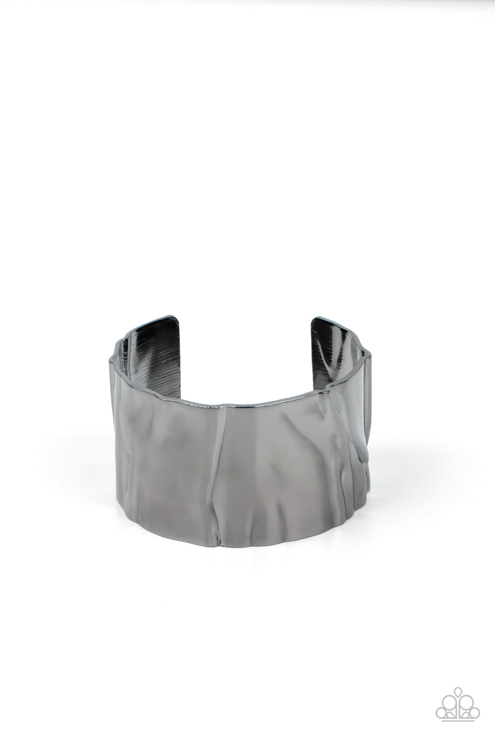 Modern Metallurgy - Black Gunmetal Ripple Cuff Bracelet Paparazzi B0284