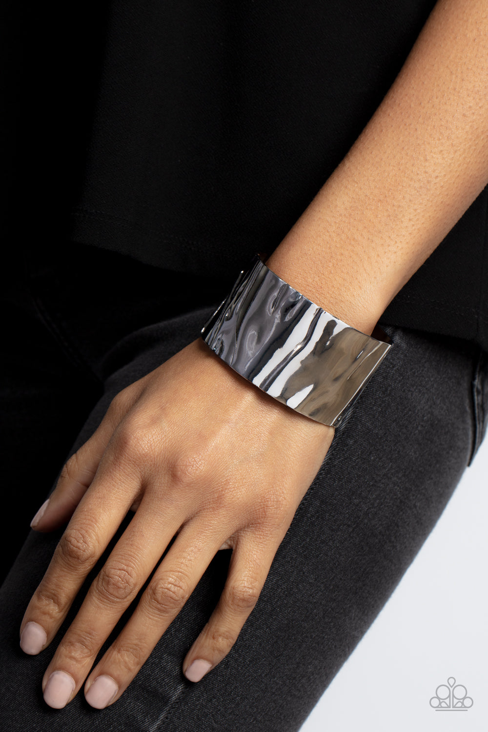 Modern Metallurgy - Black Gunmetal Ripple Cuff Bracelet Paparazzi B0284