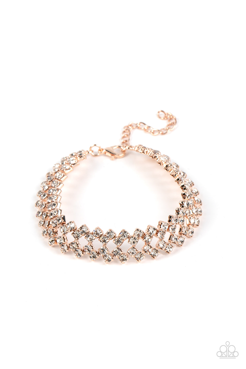 Seize the Sizzle - Rose Gold Setting With White Rhinestone Bracelet Paparazzi B0761