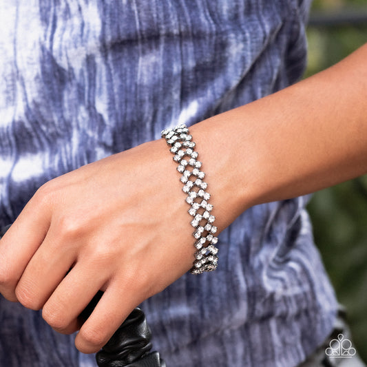 Seize the Sizzle - Black Gunmetal And White Rhinestone Bracelet Paparazzi B0711