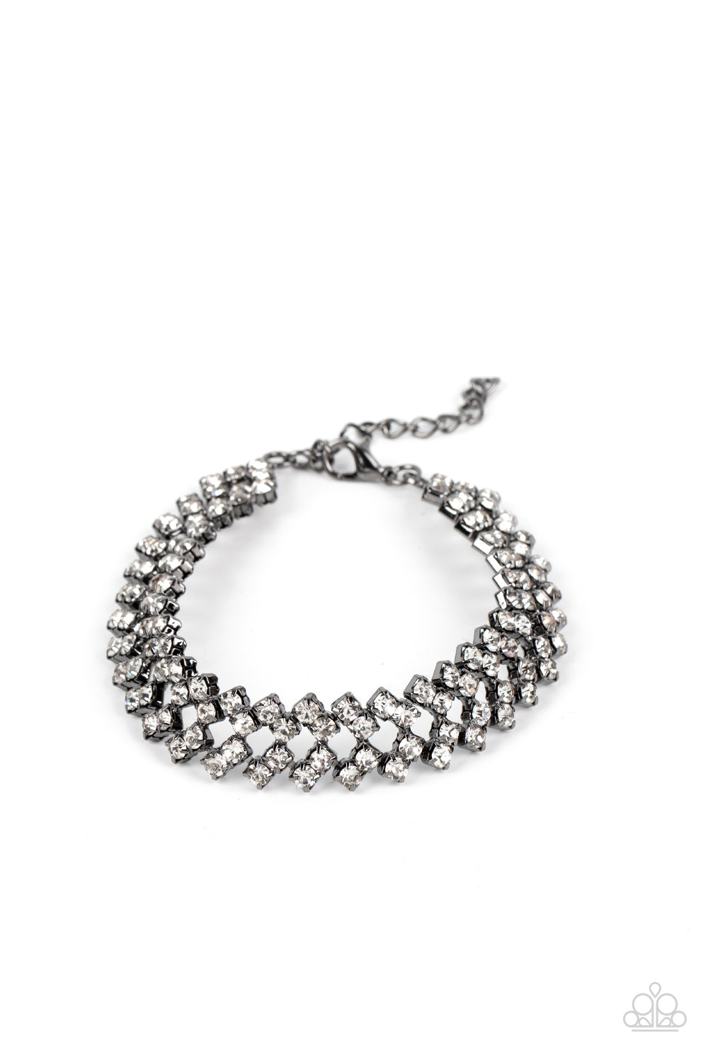 Seize the Sizzle - Black Gunmetal And White Rhinestone Bracelet Paparazzi B0711