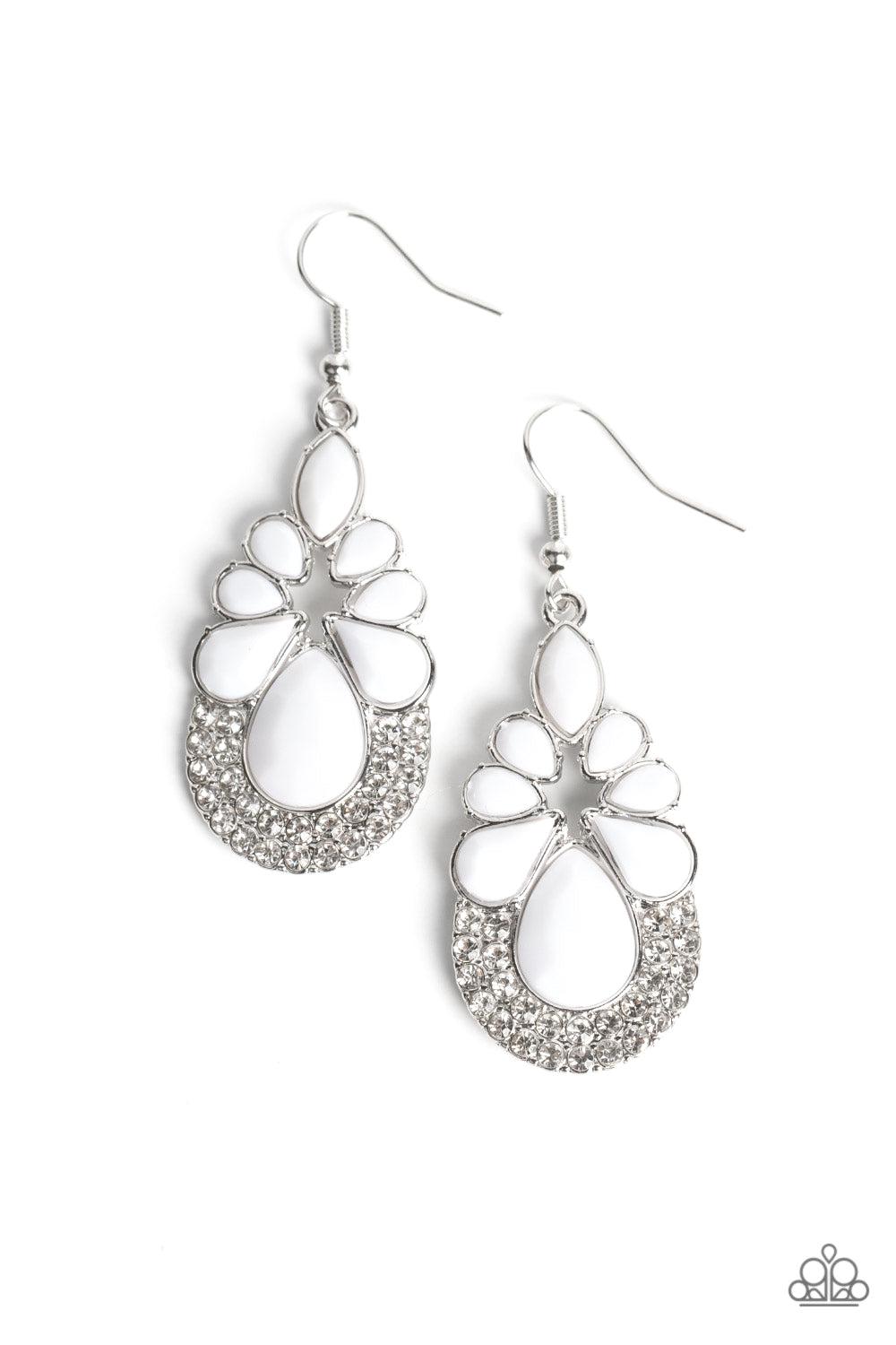 Beachfront Formal - White Teardrop Earring Paparazzi E0471