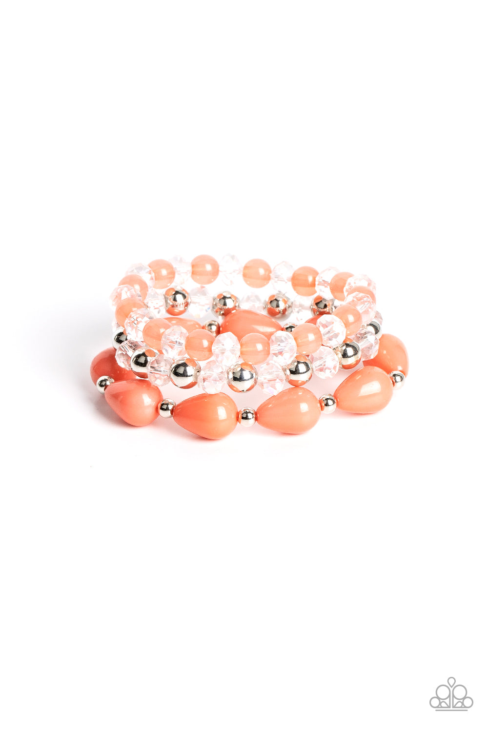 Beachside Brunch - Orange Coral Teardrop Bead Stretch Bracelet Paparazzi B0597