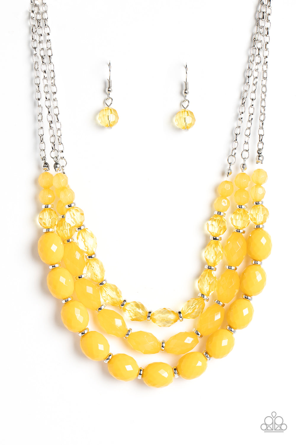 Tropical Hideaway - Yellow Daffodil Acrylic Bead Necklace Paparazzi N1097