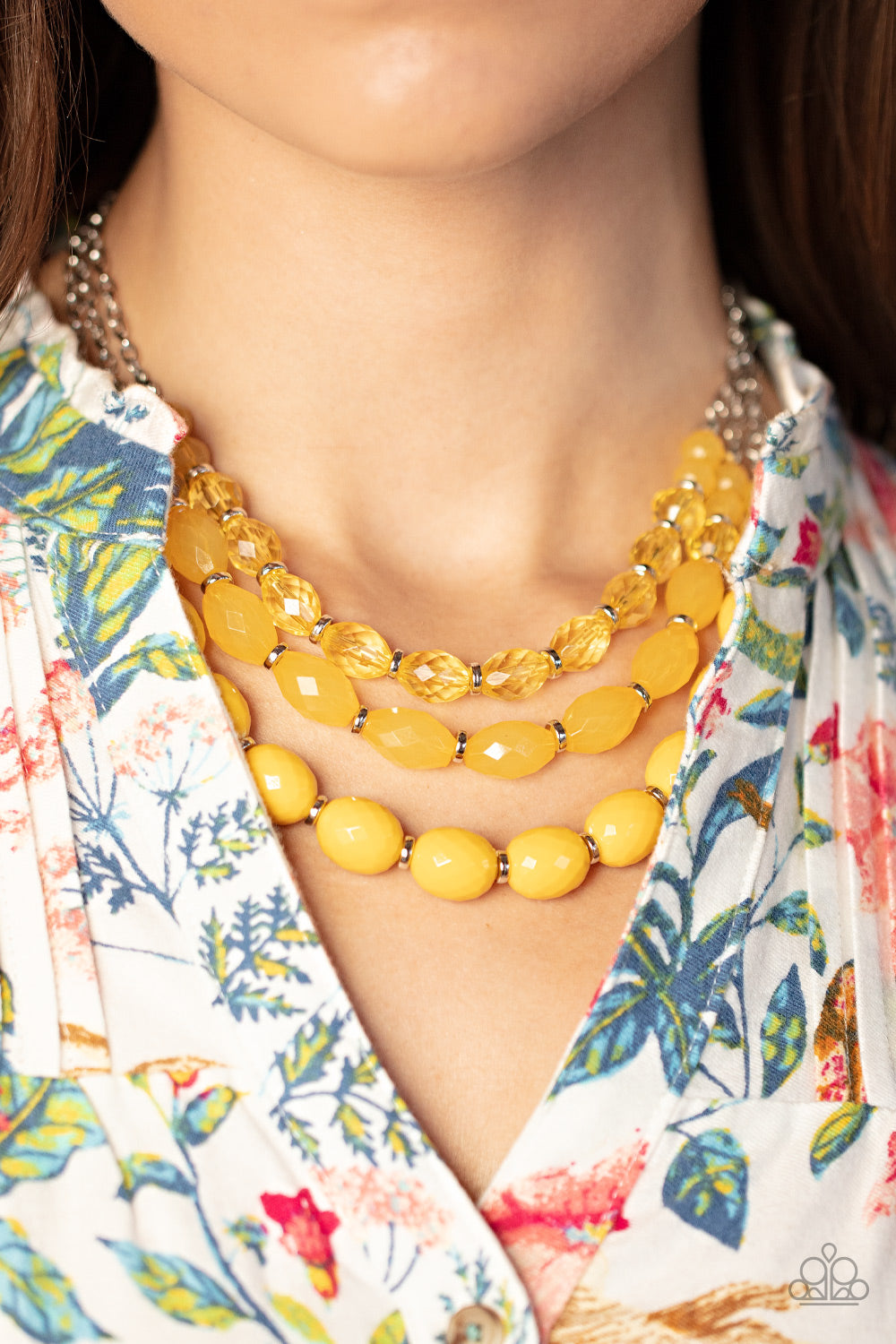 Tropical Hideaway - Yellow Daffodil Acrylic Bead Necklace Paparazzi N1097