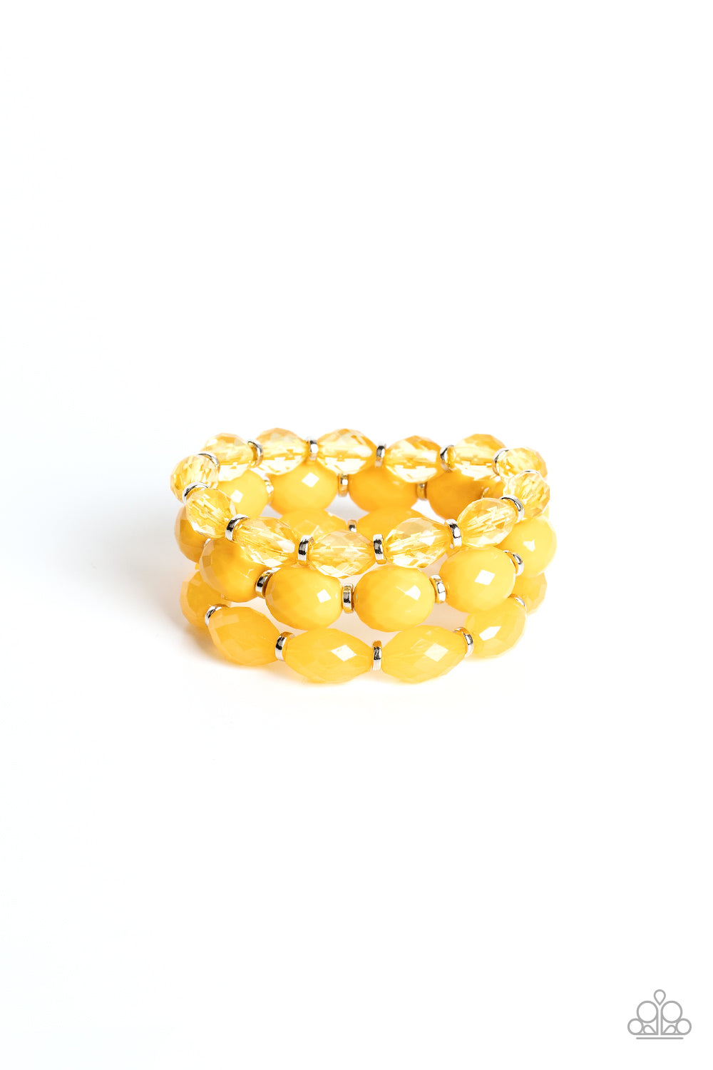 High Tide Hammock - Yellow Glassy, Opaque And Daffodil Bead Stretch Bracelet Paparazzi B0580