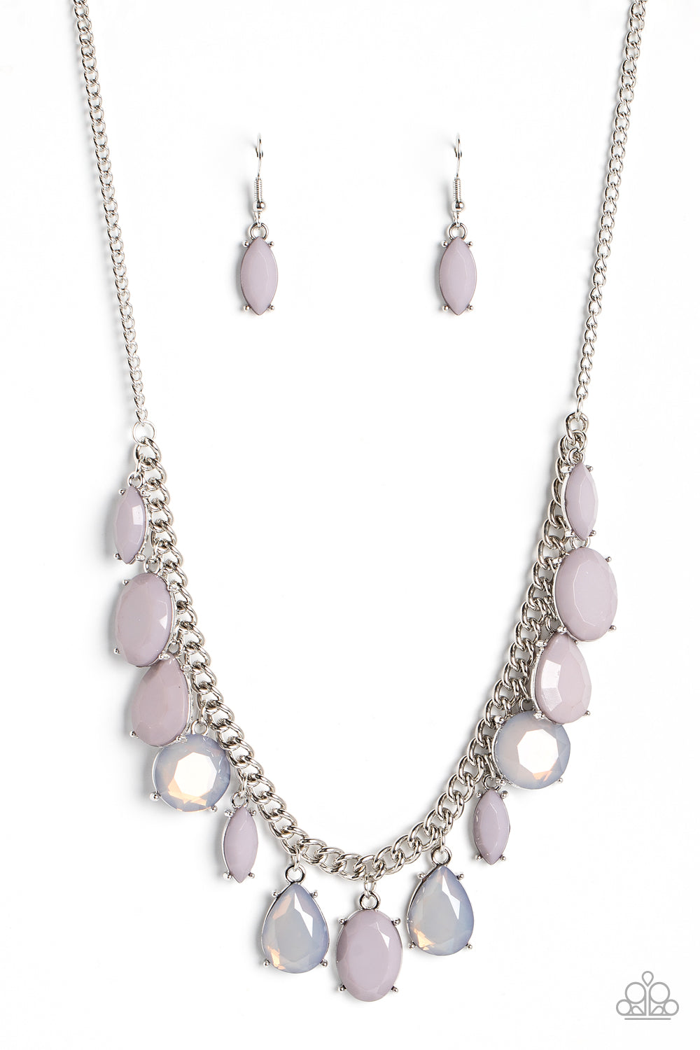 Fairytale Fortuity - Silver Opaque & Translucent Gray Lilac Bead Necklace Paparazzi N1578