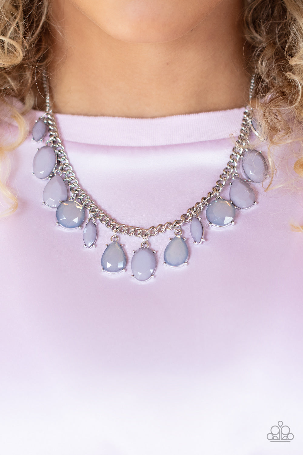 Fairytale Fortuity - Silver Opaque & Translucent Gray Lilac Bead Necklace Paparazzi N1578