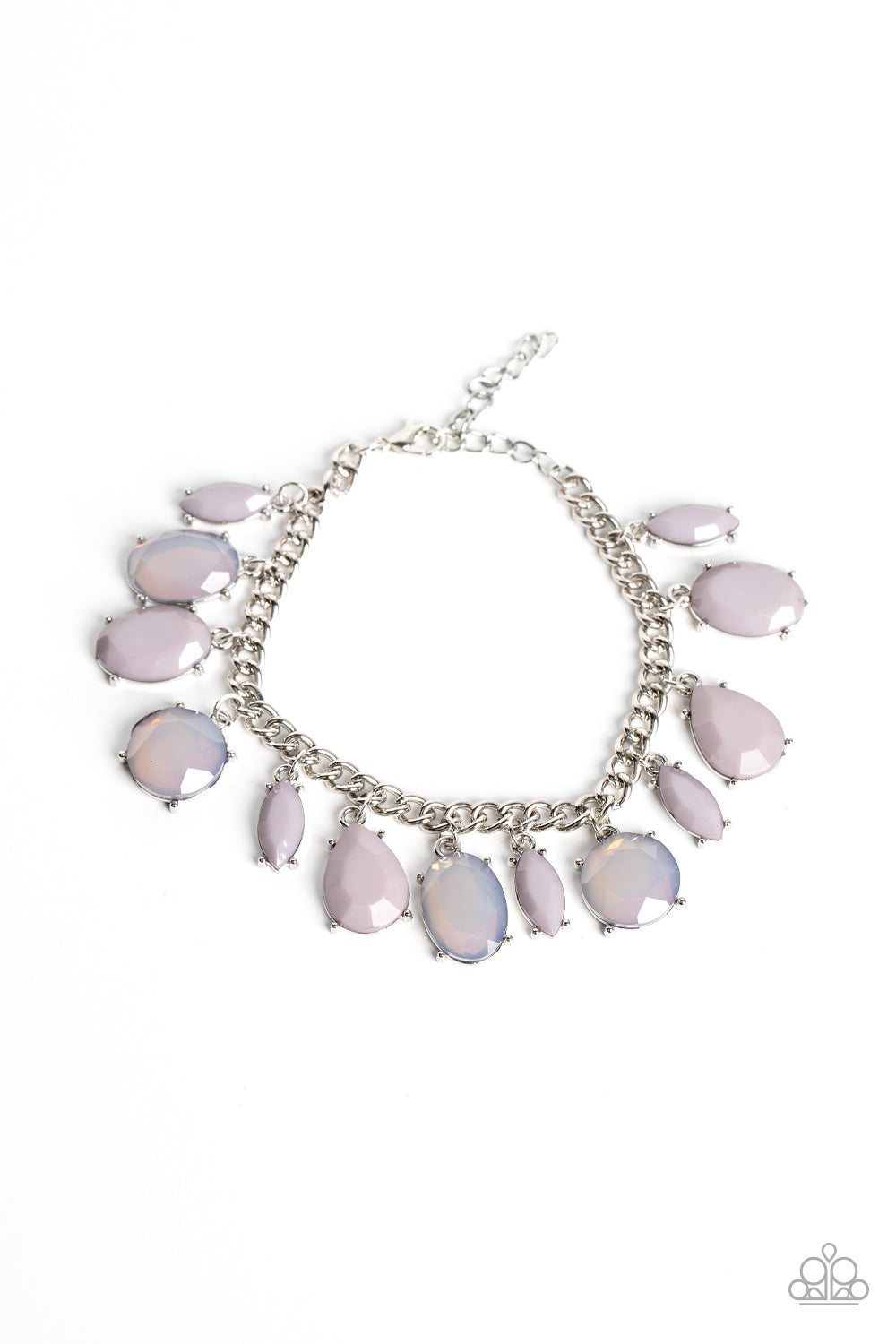 Serendipitous Shimmer - Silver Opaque & Translucent Gray Lilac Bead Bracelet Paparazzi B1089