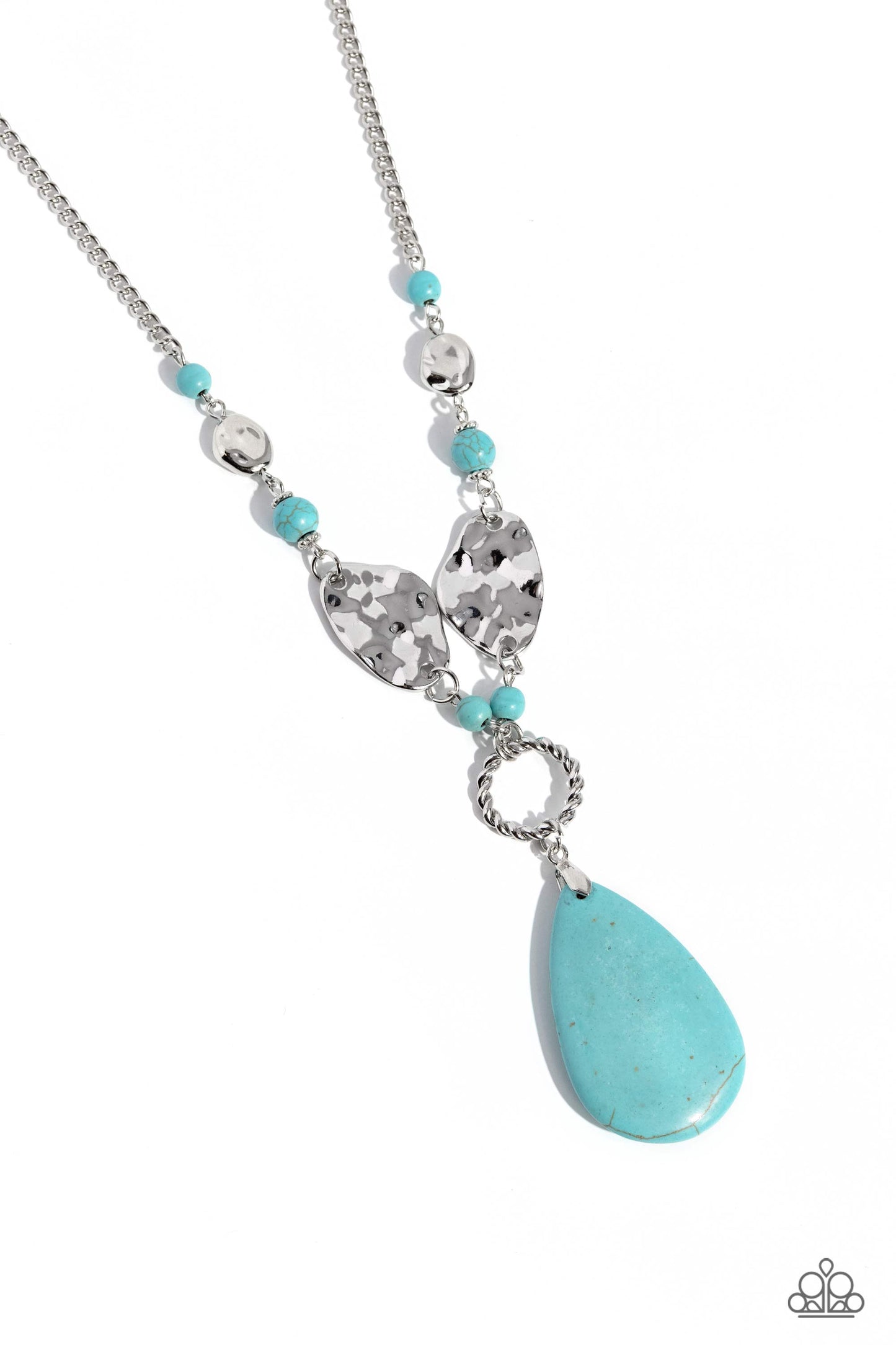 Sagebrush Sanctuary - Blue Turquoise Stone Santa Fe Style Silver Necklace Paparazzi N0214