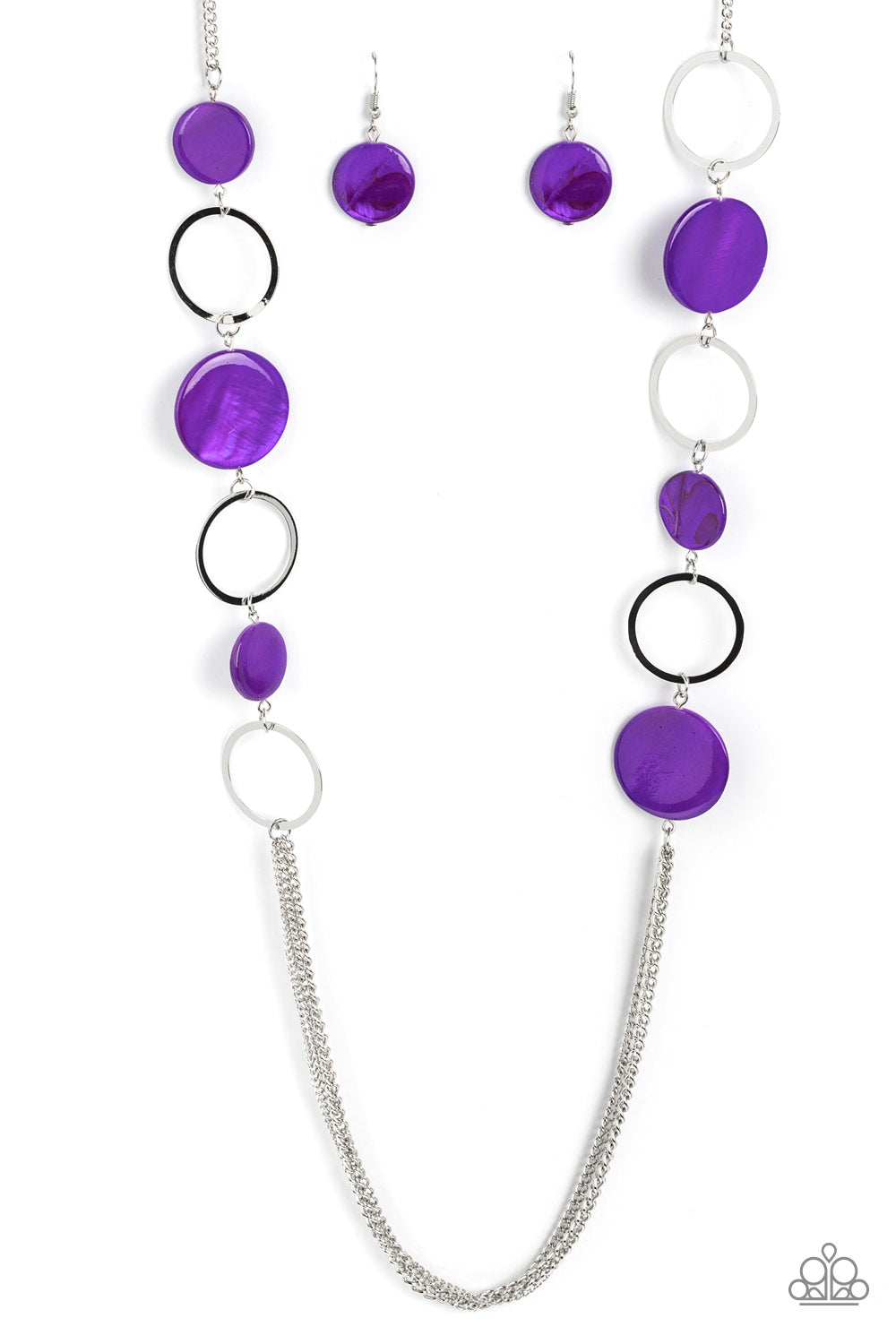 Beach Hub - Purple Shell Like Disc Silver Chain Necklace Paparazzi N1748