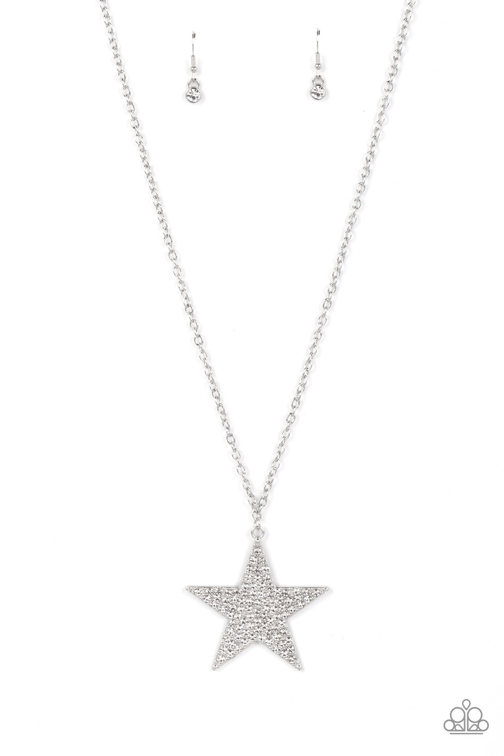 Rock Star Sparkle - White Rhinestone Star Necklace Paparazzi N1787