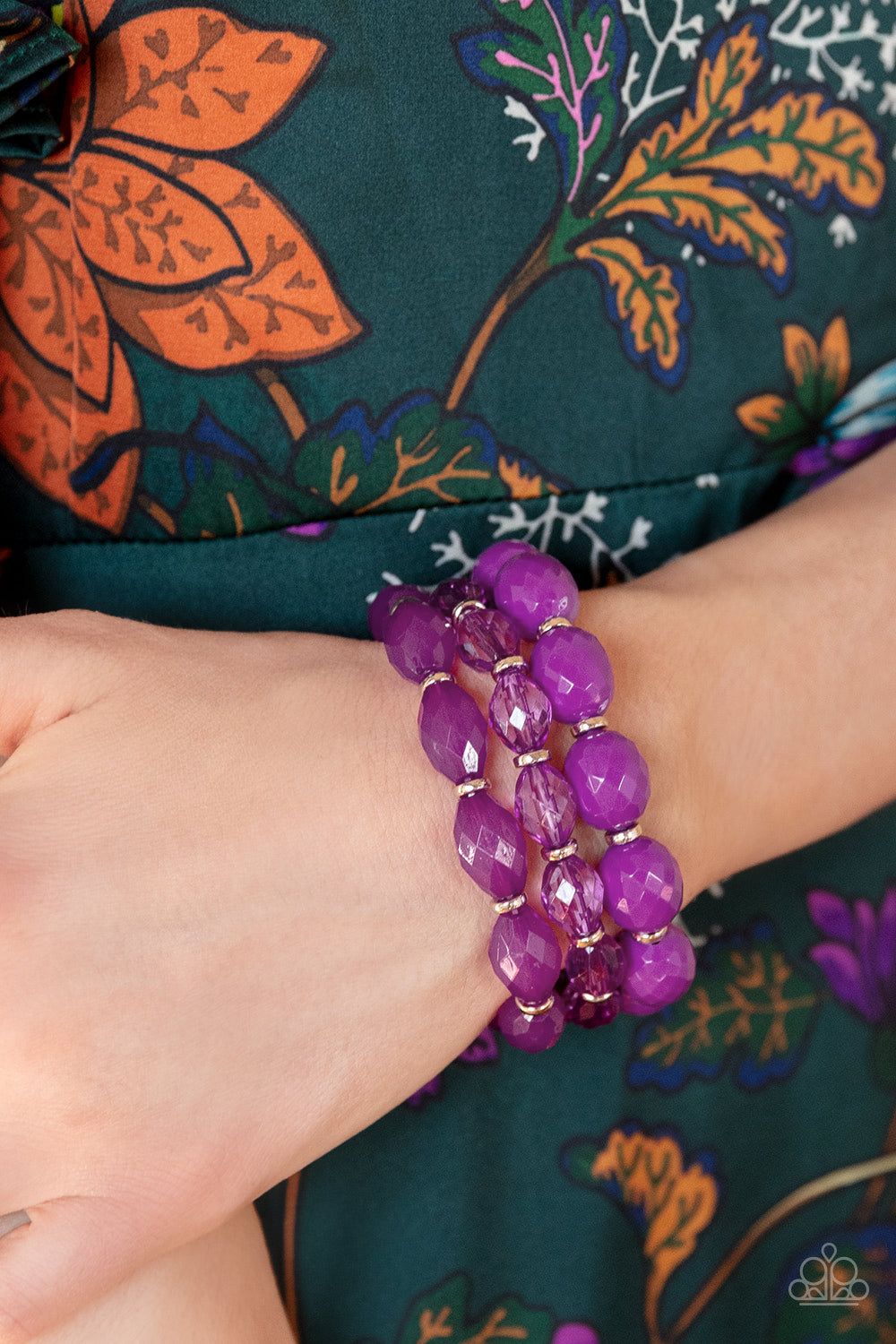 High Tide Hammock - Purple Dahlia Bead Stretch Bracelet Paparazzi B0777