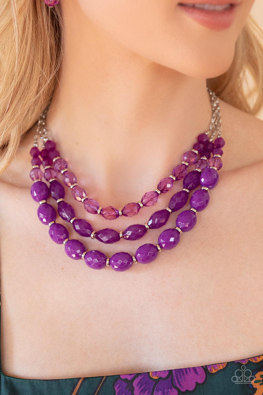 Tropical Hideaway - Purple Dahlia Bead Necklace Paparazzi N1360