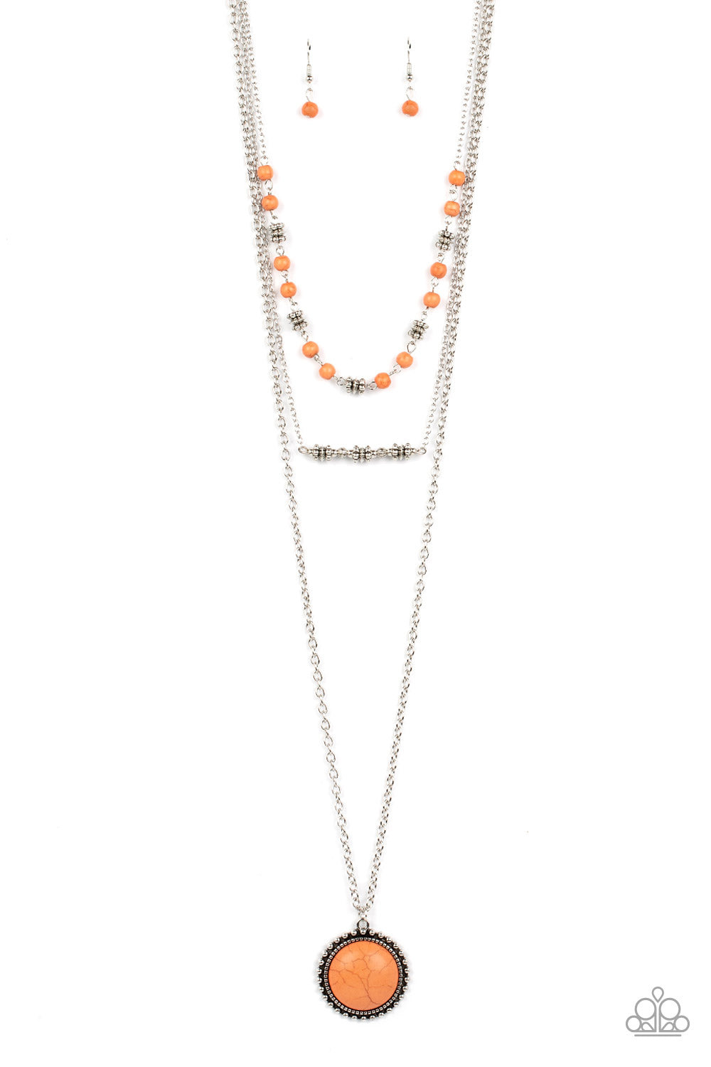 Sahara Symphony - Orange Stone Santa Fe Style Multi Layer Necklace Paparazzi N1314